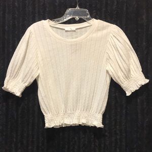 VESTIQUE WHITE SHORT SLEEVE CROP TOP - S